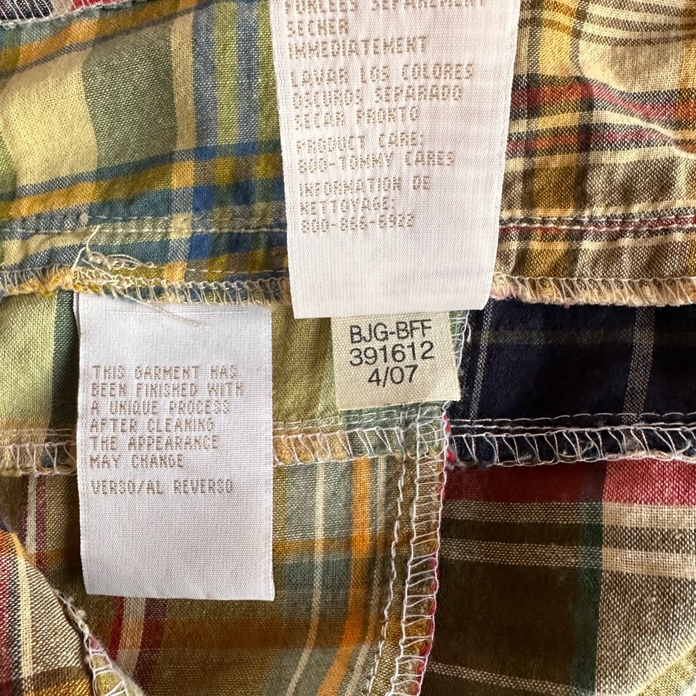 Tommy Hilfiger Patchwork Plaid Mini Skirt Size 10 Cotton Preppy Madras 2007 - Picture 4 of 11